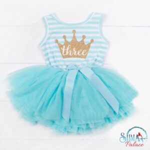 Sibia Palace Baby Girl Three 3RD Birthday Dress  Blue Frock Outfit