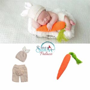 Handmade Baby Crochet Photo Shoot Prop Bunny Rabbit Carrot Costume