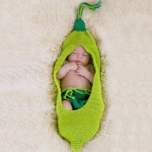 Baby Handmade Knitted Crochet Photo Shoot Prop Pea In A Pod Costume