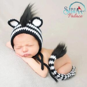 New Born Crochet Photo shoot Prop Madagascar Marty Zebra Costume