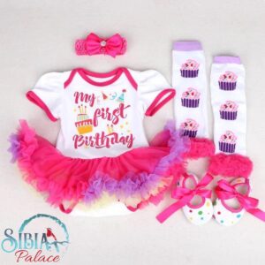 Sibia Palace Baby My 1st Birthday 4 Piece Rainbow Outfit Dress Set