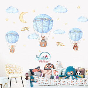 Sibia Palace Baby Nursery Wall Sticker Mural Decal Animals Hot Air Balloon