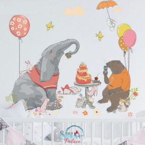 Sibia Palace Baby Nursery Wall Sticker Mural Decal Elephant Tea Party Art