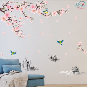 Sibia Palace Baby Nursery Wall Sticker Mural Decal Pink Flowers Garden