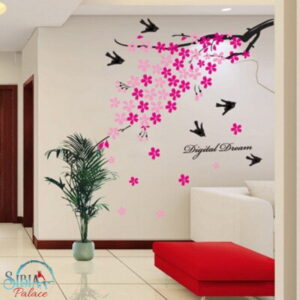 Sibia Palace Baby Nursery Wall Sticker Mural Decal Pink Flowers Falling