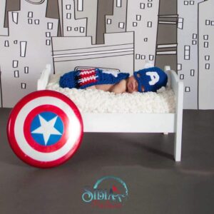 Baby Handmade Crochet Photo shoot Prop Superhero Captain America Costume