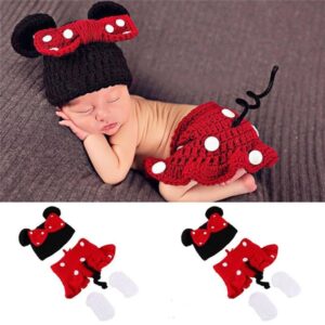 Baby Handmade Crochet Photo shoot Minnie Mouse Costume Set