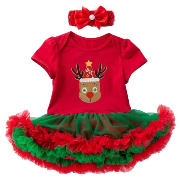 Sibia Palace Baby Toddler Girl Rudolf Merry Christmas Romper Dress Set