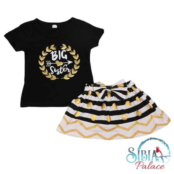 Sibia Palace Big Sister Black T Shirt & Skirt Set Size 4 Years