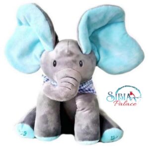 Sibia Palace Peek A Boo Musical Blue Flapping Ears Elephant Plush Toy