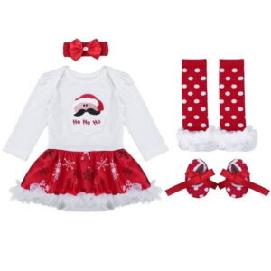 Sibia Palace Baby Girl 1st Christmas Santa Ho Ho Dress Outfit 4 Pcs Set