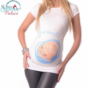 Sibia Palace Funny Cute Its A Boy White Pregnancy Announcement TShirt