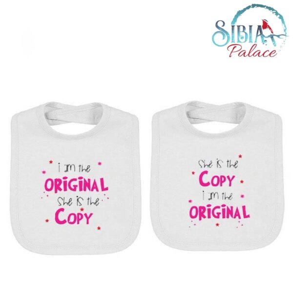 Sibia Palace I am Original She Is The Copy Baby Girl Pink Bib Towel Sets