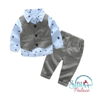 Sibia Palace Little Star Baby Boy Blue 3 Piece Birthday Outfit Set