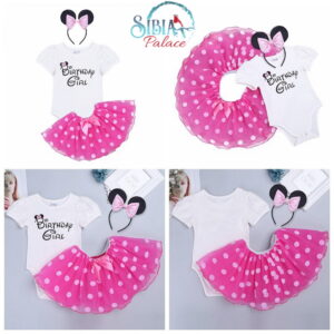 Sibia Palace Baby Girl 2nd 3rd Birthday Minnie Mouse Pink Tutu Outfit Set