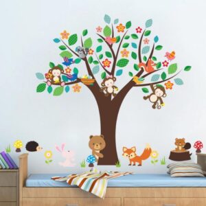 Kids Room & Nursery Removable Wall Sticker Monkeys & Friends On Tree