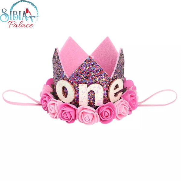 Sibia Palace Pink Handmade One Crown Birthday Cake Smash Headband