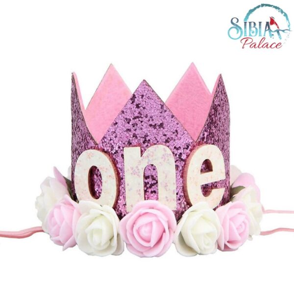 Sibia Palace Pale Pink Glitter One Crown Birthday Cake Smash Headband