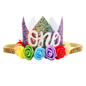 Sibia Palace Rainbow One Floral Crown Birthday Cake Smash Headband