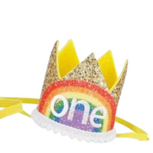 Sibia Palace Rainbow One Gold 1 Crown Birthday Cake Smash Headband