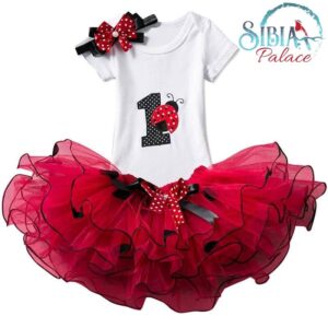 Sibia Palace Baby Girl Lady Bug 1st Birthday Black Red 3 Piece Outfit