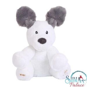 Sibia Palace Peekaboo Musical Grey White Flappy Ears Puppy Dog Plush