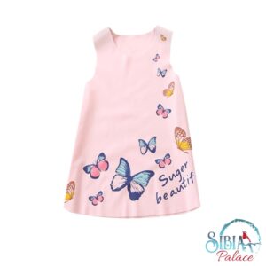 Sibia Palace Pink Summer Printed Butterfly Dress