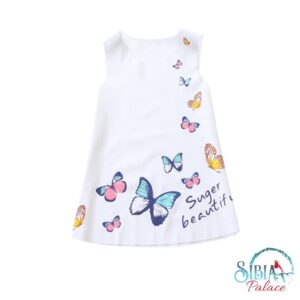 Sibia Palace White Summer Printed Butterfly Dress