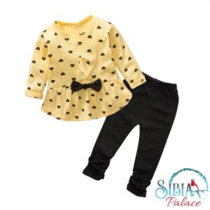 Sibia Palace Girl Summer Heart Dress Shirt Legging 2 Piece Set