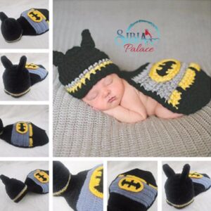 Baby Handmade Crochet Photo shoot Prop Superhero Batman Costume