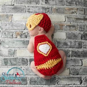 Baby Handmade Crochet Photo shoot Prop Superhero Iron Man Costume