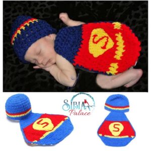 Baby Handmade Crochet Photo shoot Prop Superhero Superman Costume