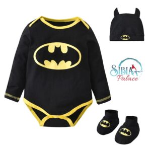 Sibia Palace Super Hero Batman Baby Boy Romper Outfit 3 Pcs Set