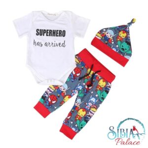 Sibia Palace Super Hero has Arrived Baby Boy Romper Pants & Hat Outfit