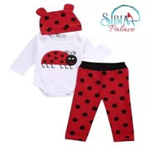 Sibia Palace My Little Lady Bug Baby 3 Piece Romper Pants & Cap Set