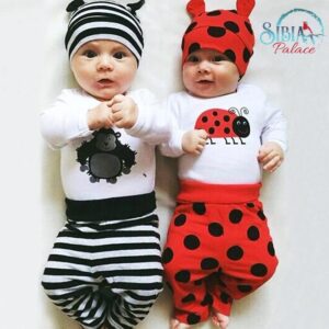 Sibia Palace Twins Baby 3 Piece Set Bear & Lady Bug 2 Complete Outfits