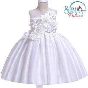 Sibia Palace White Flowers Girl Birthday Princess Dress Gown Frock