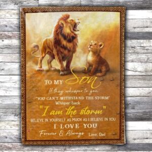 To My Son Love Dad Letter Gift Blanket Believe In Yourself Throw Wrap